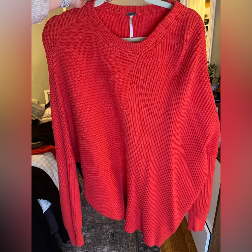 Freepeople asymmetrical coral orange tunic sweater